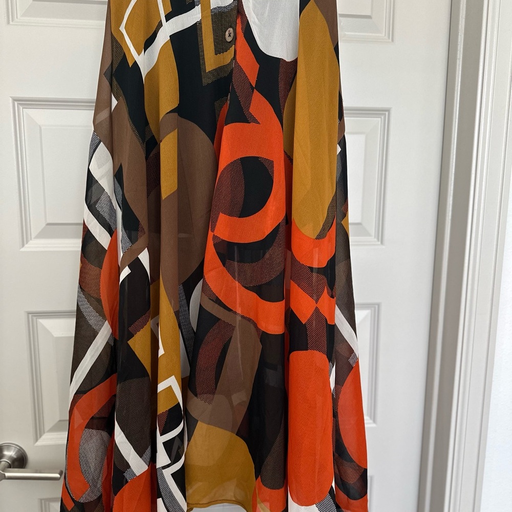 Versona Orange Brown Maxi A-line Skirt